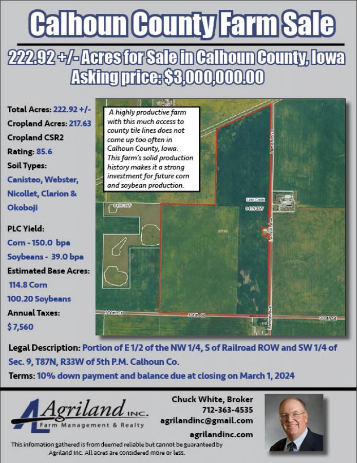 Land For Sale - 223 Acres in Calhoun County